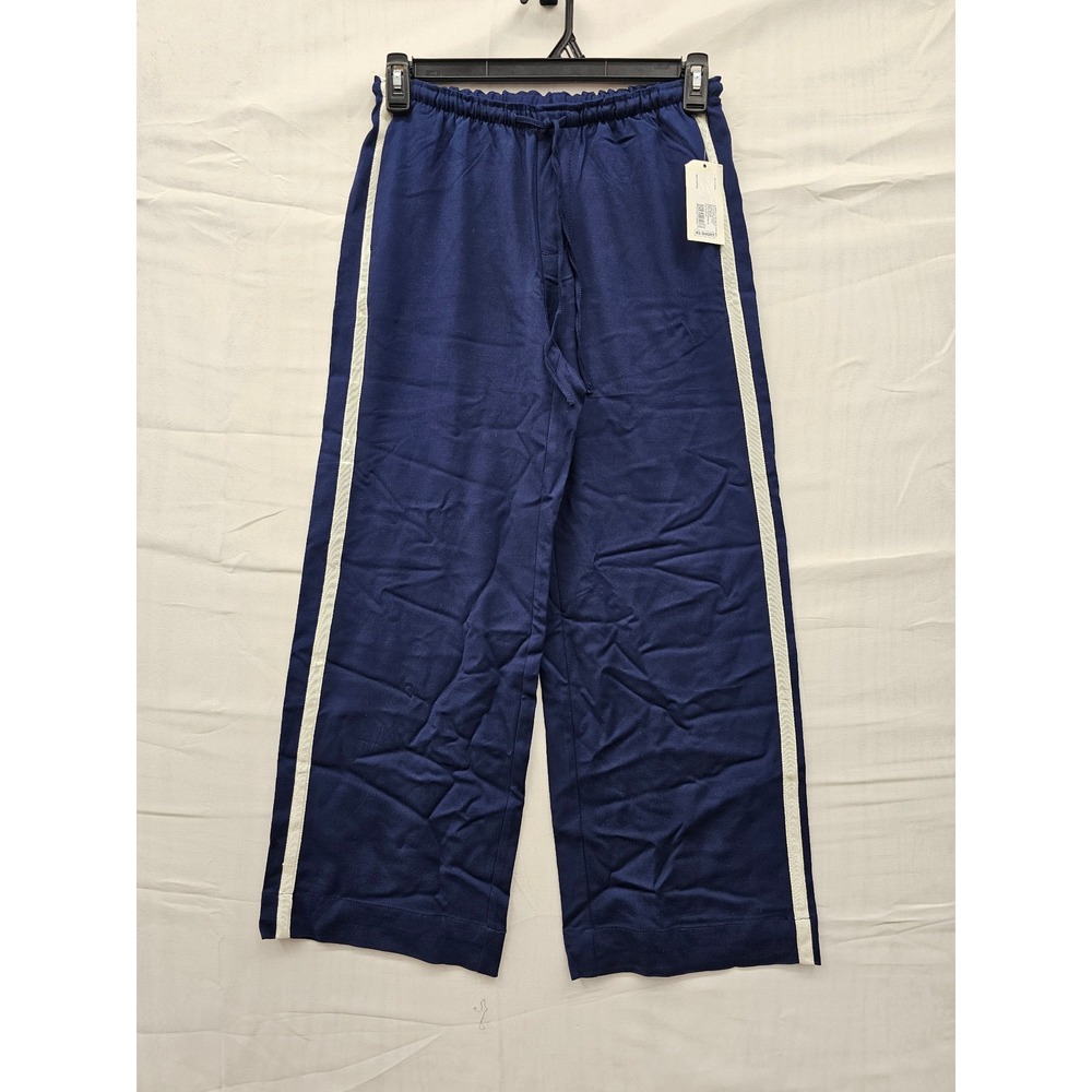 A New Day Womens Wide Leg Side Stripe Pants Navy Poly Blend Casual Size XS
